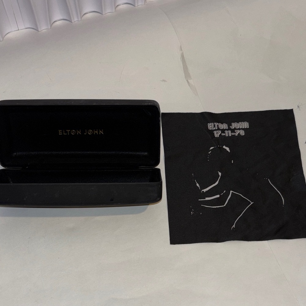 Elton John Black Glasses Case with Cloth EUC